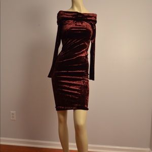 BCBG RED VELVET BODY-CON DRESS